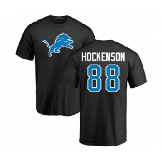 Football Detroit Lions #88 T.J. Hockenson Black Name & Number Logo T-Shirt - Jersey