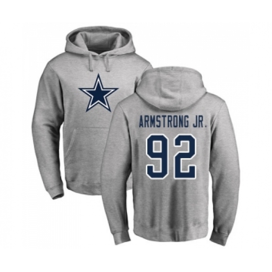 Football Dallas Cowboys #92 Dorance Armstrong Jr. Ash Name & Number Logo Pullover Hoodie - Jersey