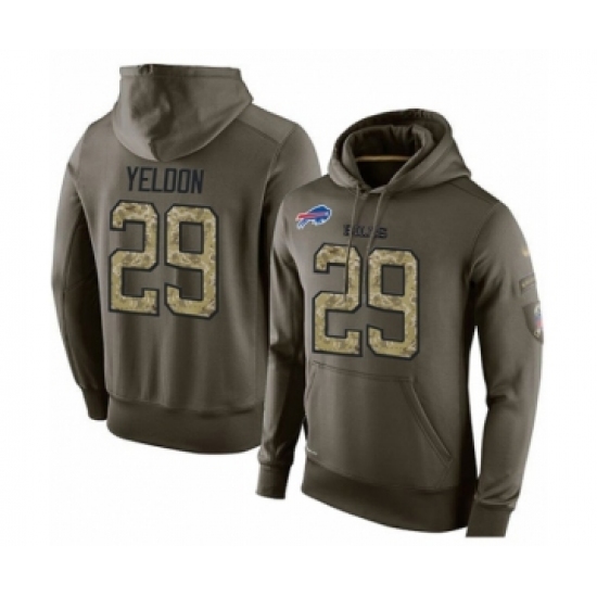 Football Men's Buffalo Bills #29 T.J. Yeldon Green Salute To Service Pullover Hoodie - Jersey