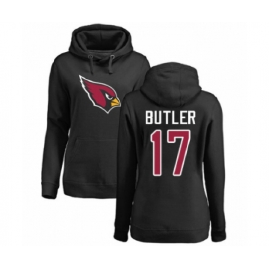 Football Women's Arizona Cardinals #17 Hakeem Butler Black Name & Number Logo Pullover Hoodie - Jersey