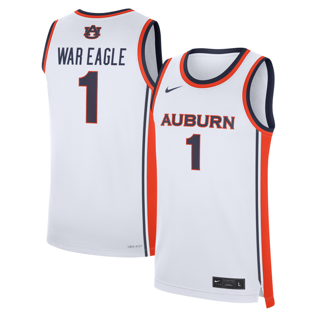 Men's Nike White Auburn Tigers #1 Home War Eagle Replica Basketball Jersey - Jersey