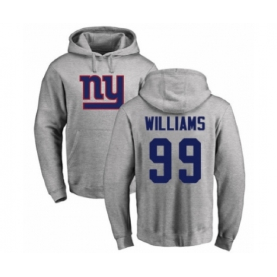 Football New York Giants #99 Leonard Williams Ash Name & Number Logo Pullover Hoodie - Jersey