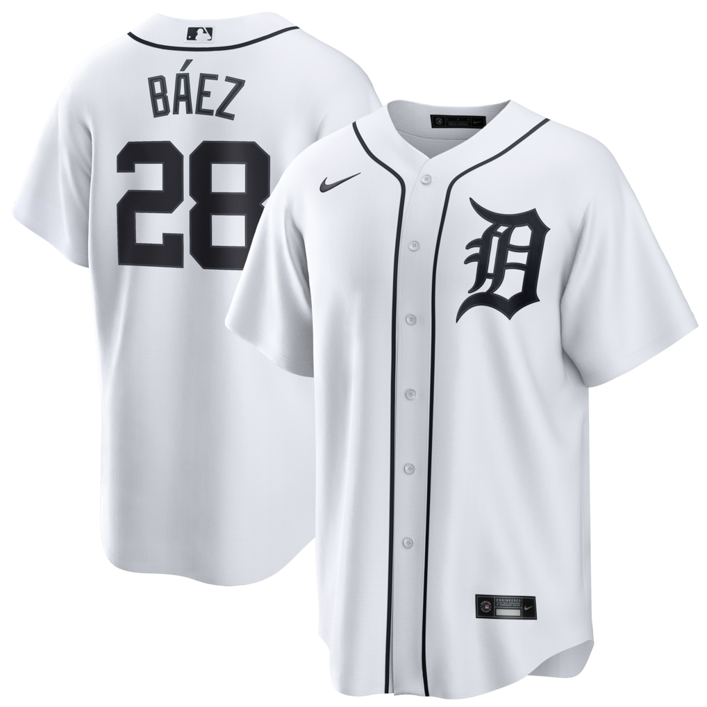 Men's  Detroit Tigers Javier Báez Nike White Home Replica Jersey - Jersey