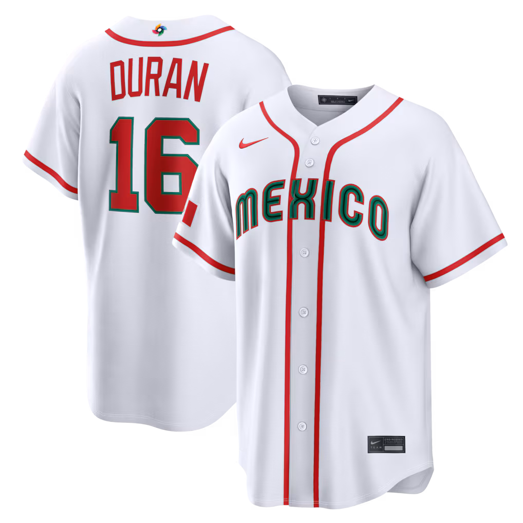 Men's Mexico Baseball Jarren Duran Nike White 2026 World Baseball Classic Home Stadium Jersey - Jersey