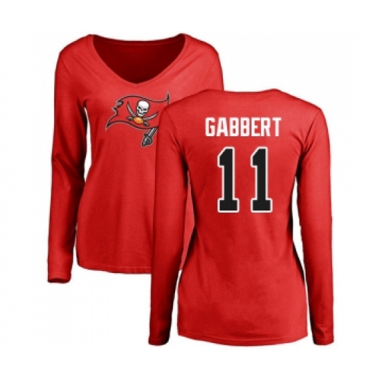 Football Women's Tampa Bay Buccaneers #11 Blaine Gabbert Red Name & Number Logo Long Sleeve T-Shirt - Jersey
