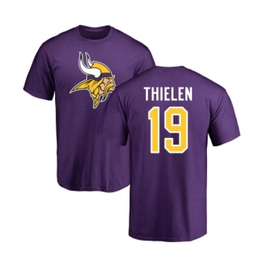 Football Minnesota Vikings #19 Adam Thielen Purple Name & Number Logo T-Shirt - Jersey