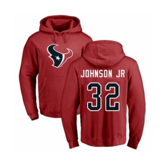 Football Houston Texans #32 Lonnie Johnson Red Name & Number Logo Pullover Hoodie - Jersey