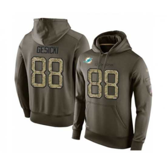 Football Miami Dolphins #88 Mike Gesicki Green Salute To Service Men's Pullover Hoodie - Jersey