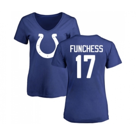Football Women's Indianapolis Colts #17 Devin Funchess Royal Blue Name & Number Logo T-Shirt - Jersey