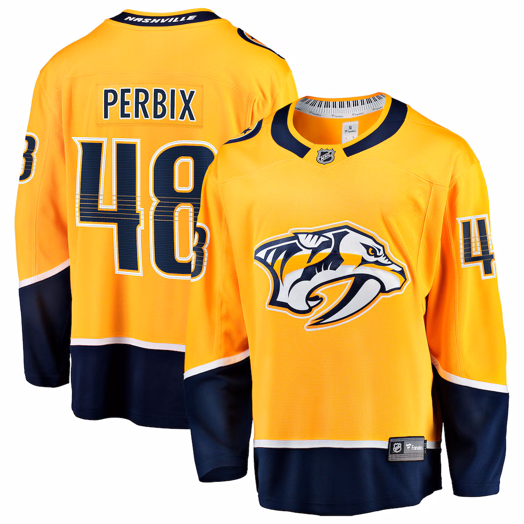 Men's Nashville Predators Nick Perbix Fanatics Gold Home Breakaway Jersey - Jersey