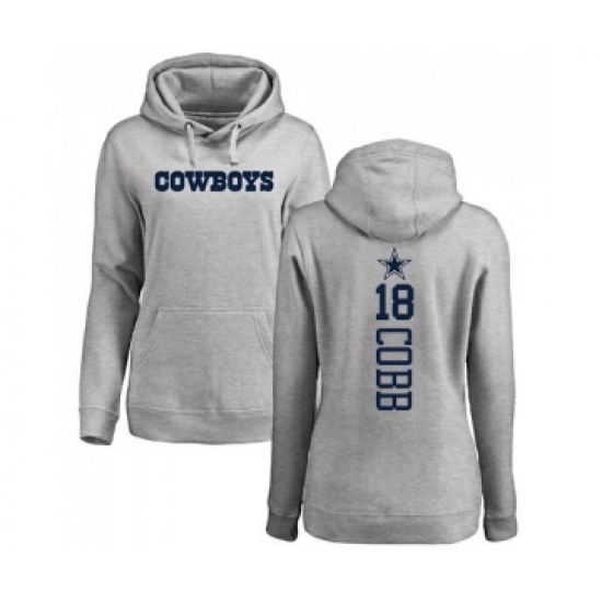 Football Women's Dallas Cowboys #18 Randall Cobb Ash Backer Pullover Hoodie - Jersey