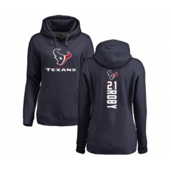 Football Women's Houston Texans #21 Bradley Roby Navy Blue Backer Pullover Hoodie - Jersey