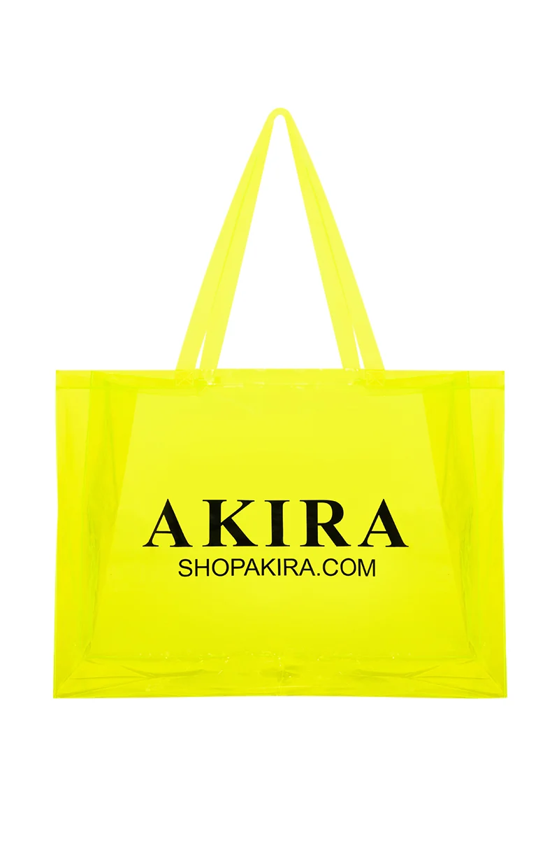 AKIRA PVC XXL SHOPPING BAG IN NEON YELLOW - Akira Wear