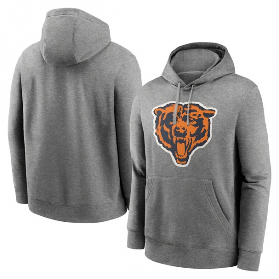 Men's Chicago Bears Heather Gray Primary Logo Long Sleeve Hoodie - Jersey