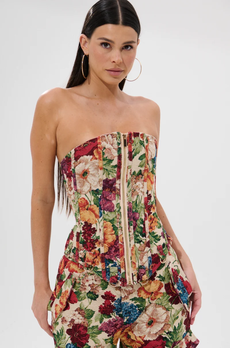 FLORAL FOR DAYS BROCADE CORSET - Akira Wear
