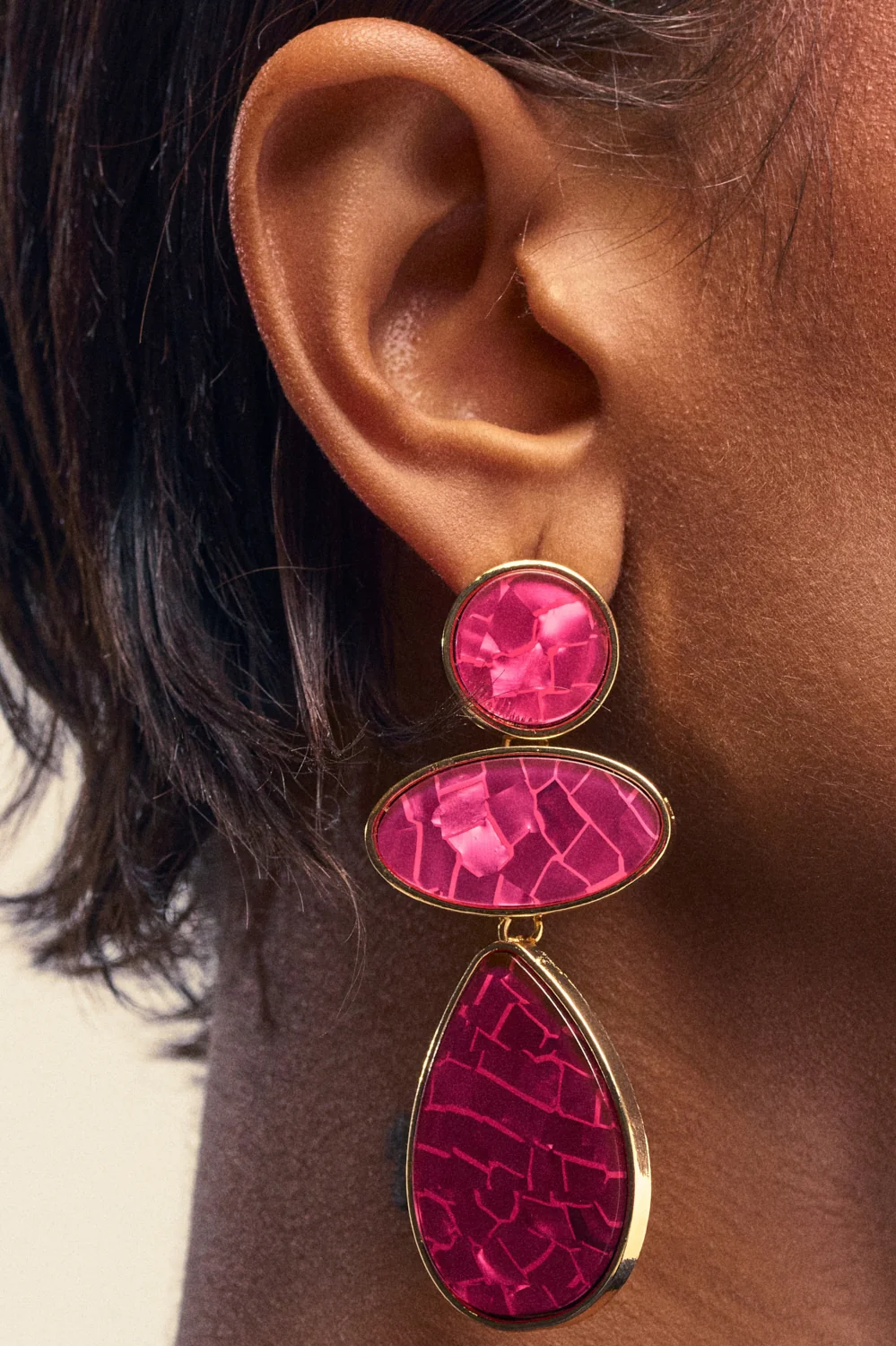 TRIPLE DROP EARRINGS IN PINK - Akira Wear