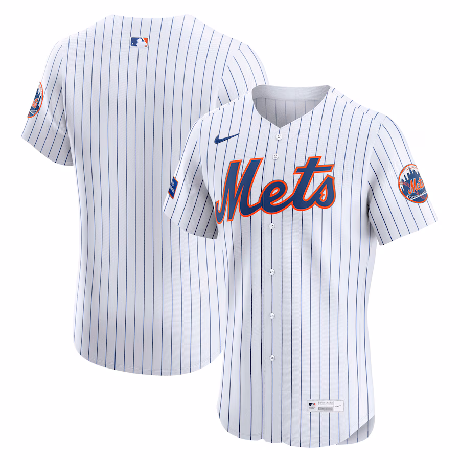 Men's New York Mets Nike White Home Sponsor Patch Elite Jersey - Jersey