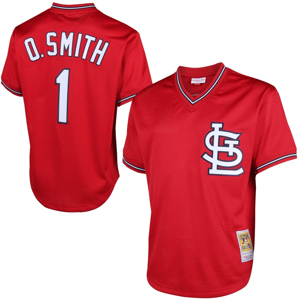 Men's St. Louis Cardinals Ozzie Smith Mitchell & Ness Scarlet Authentic Batting Practice Jersey - Jersey