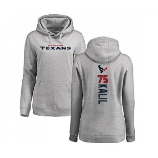 Football Women's Houston Texans #75 Matt Kalil Ash Backer Pullover Hoodie - Jersey