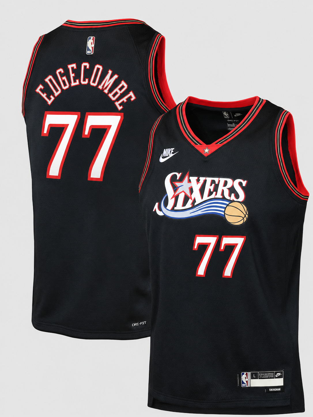 Men's  Philadelphia 76ers VJ Edgecombe Nike Black Swingman Jersey - Classic Edition - Jersey