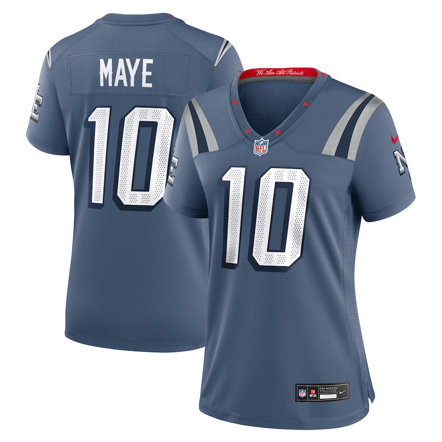 Women's New England Patriots Drake Maye Nike Storm Blue 2025 Rivalries Collection Game Jersey - Jersey