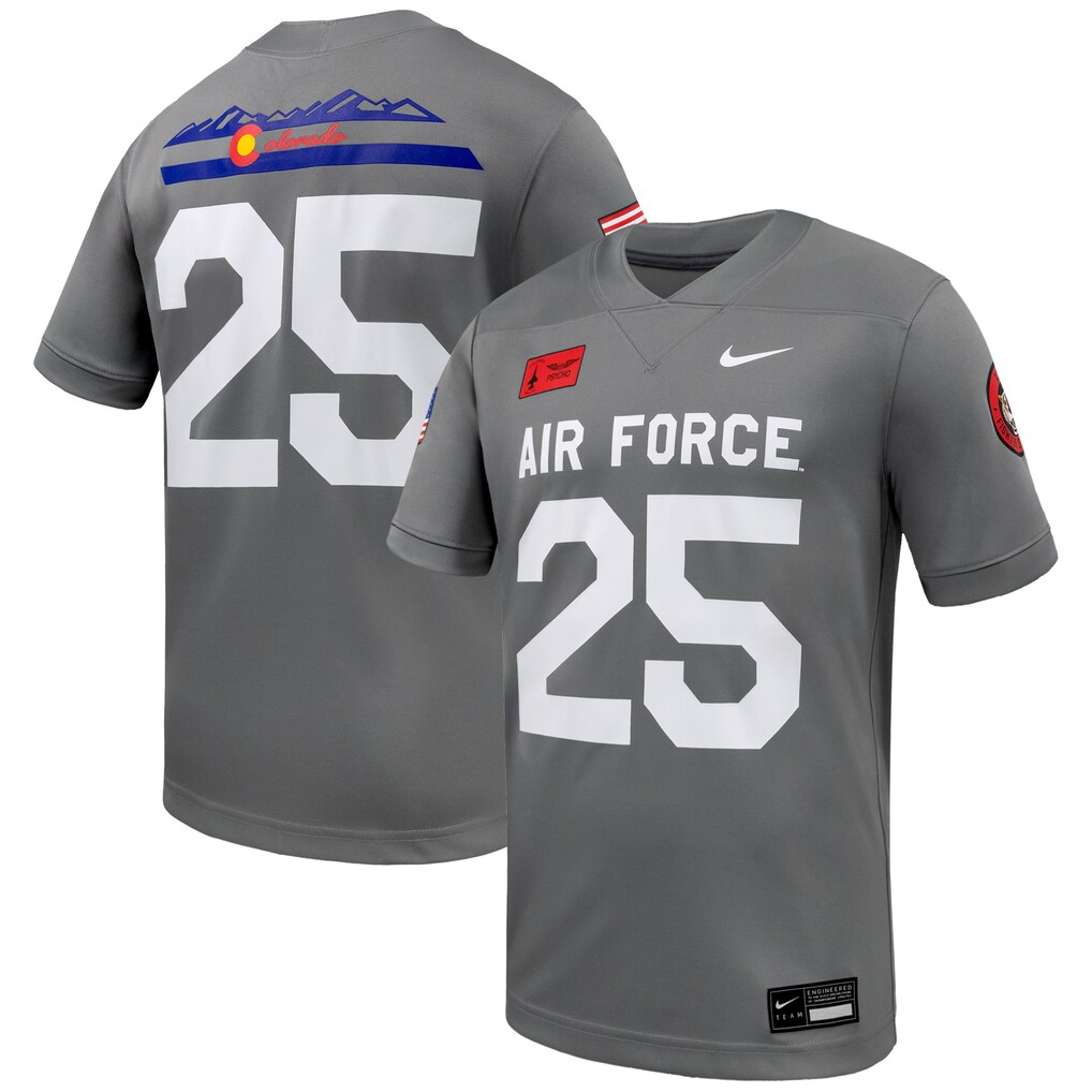 Men's Nike #25 Gray Air Force Falcons APLS Fighting Falcon Collection Game Football Jersey - Jersey