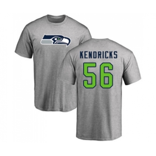 Football Seattle Seahawks #56 Mychal Kendricks Ash Name & Number Logo T-Shirt - Jersey