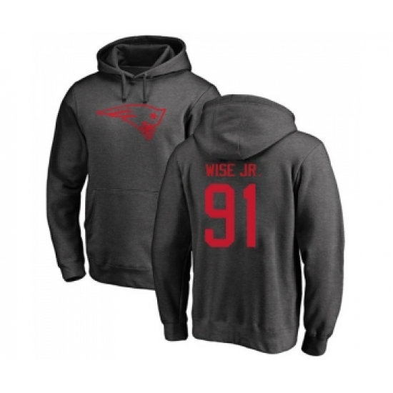 Football New England Patriots #91 Deatrich Wise Jr Ash One Color Pullover Hoodie - Jersey