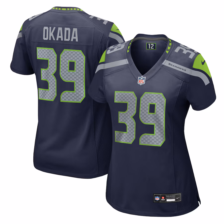 Women's Seattle Seahawks Ty Okada Nike College Navy Team Game Jersey - Jersey