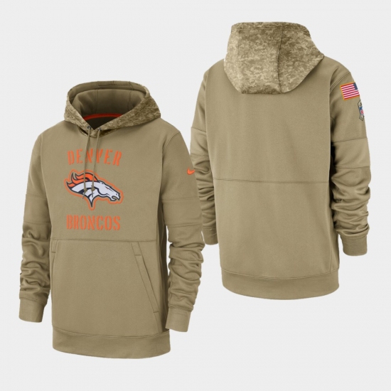 Men's Denver Broncos Tan 2019 Salute to Service Sideline Therma Pullover Hoodie - Jersey