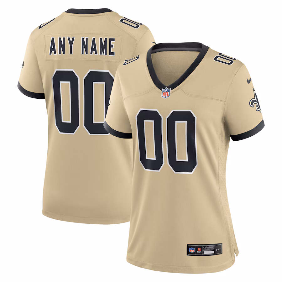 Women's New Orleans Saints Nike Gold Gameday Golds Alternate Custom Game Jersey - Jersey
