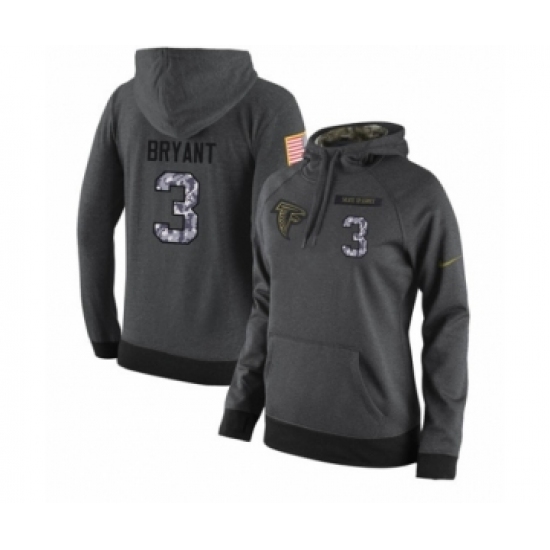 Football Women's Atlanta Falcons #3 Matt Bryant Stitched Black Anthracite Salute to Service Player Performance Hoodie - Jersey