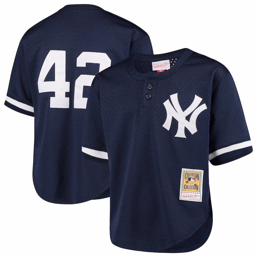 Youth New York Yankees Mariano Rivera Mitchell & Ness Navy Cooperstown Collection Mesh Batting Practice Jersey - Jersey