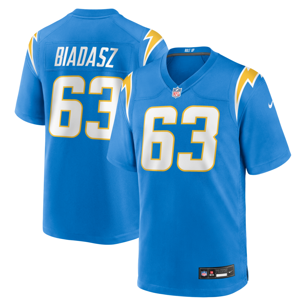 Men's Los Angeles Chargers Tyler Biadasz Nike Powder Blue Team Game Jersey - Jersey