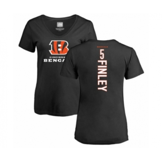 Football Women's Cincinnati Bengals #5 Ryan Finley Black Backer T-Shirt - Jersey