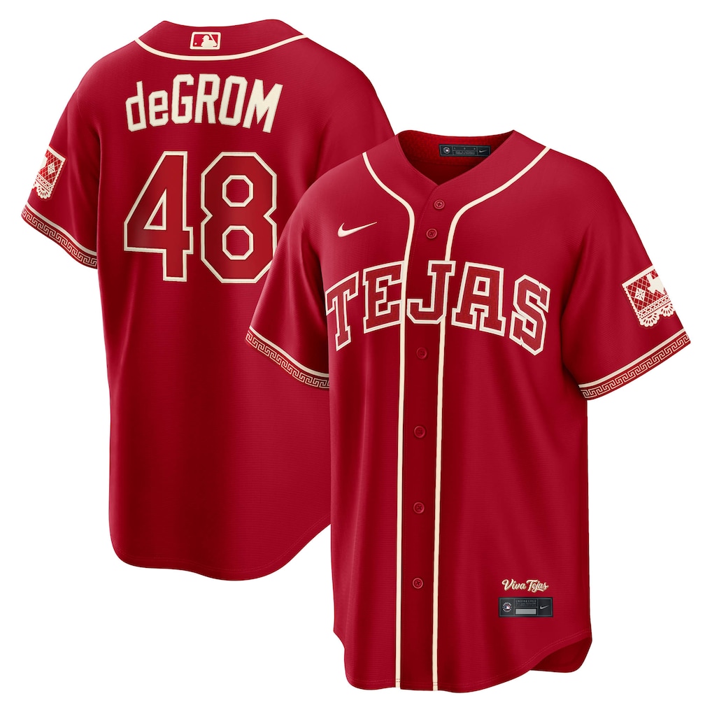 Men's Texas Rangers Jacob deGrom Nike Red 2026 City Connect Stadium Jersey - Jersey