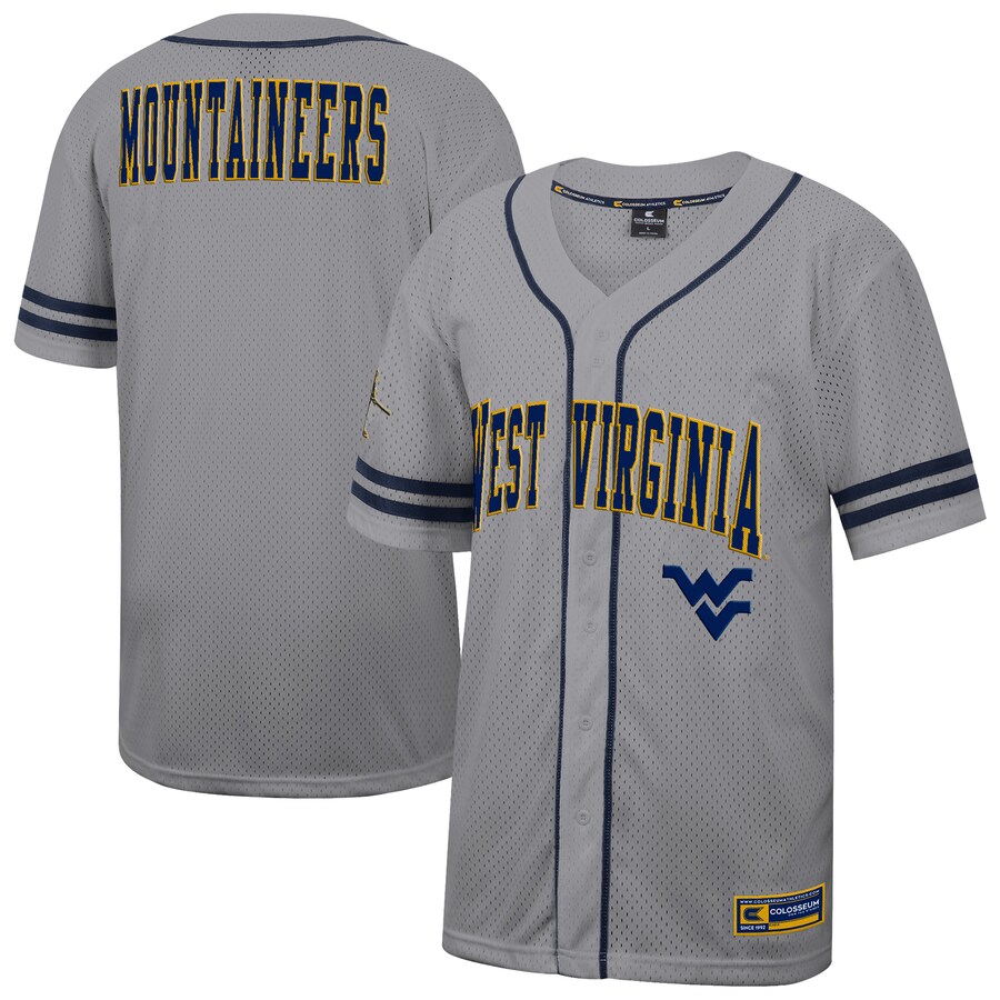 Men's Colosseum Gray West Virginia Mountaineers Free Spirited Baseball Jersey - Jersey