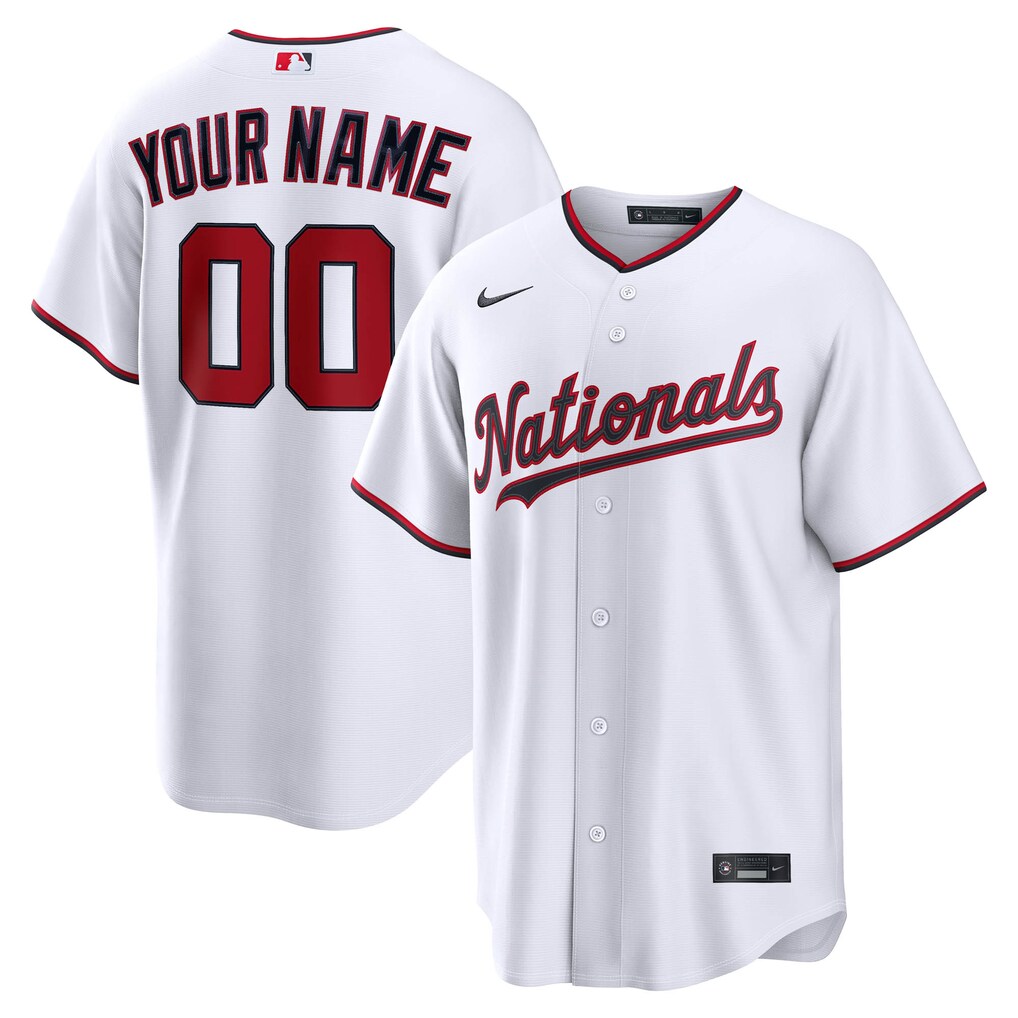 Men's Washington Nationals Nike White Home Replica Custom Jersey - Jersey