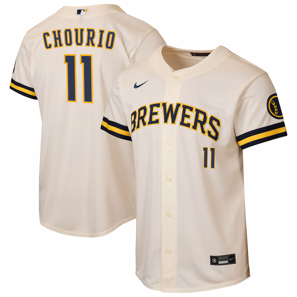 Youth Milwaukee Brewers Jackson Chourio Nike Cream Home Stadium Jersey - Jersey