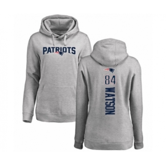 Football Women's New England Patriots #84 Benjamin Watson Ash Backer Pullover Hoodie - Jersey