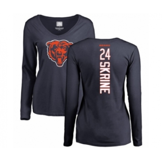 Football Women's Chicago Bears #24 Buster Skrine Navy Blue Backer Long Sleeve T-Shirt - Jersey