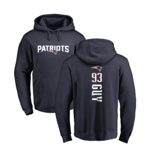 Football New England Patriots #93 Lawrence Guy Navy Blue Backer Pullover Hoodie - Jersey