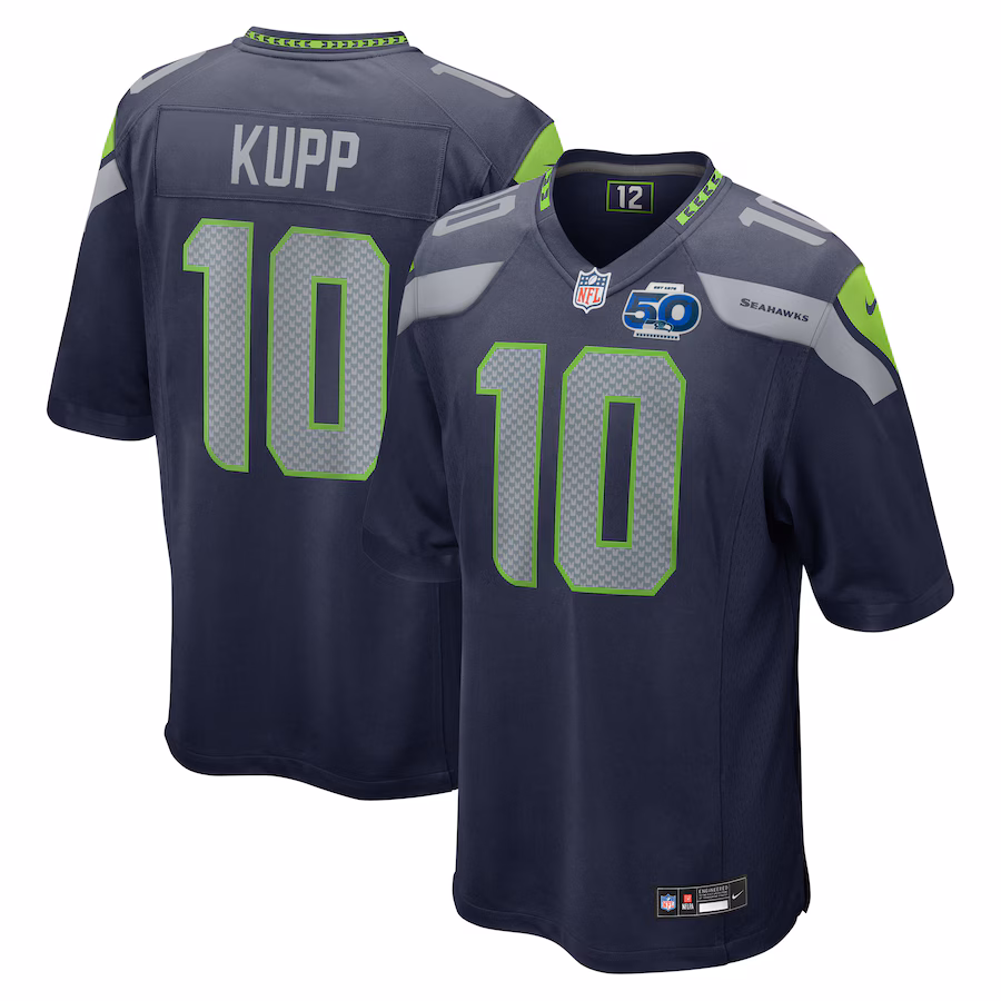 Men's Seattle Seahawks Cooper Kupp Nike College Navy Team 50th Season Game Jersey - Jersey