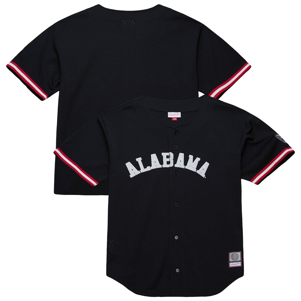 Men's Mitchell & Ness Black Alabama Crimson Tide On The Clock Full-Button Fashion Jersey - Jersey