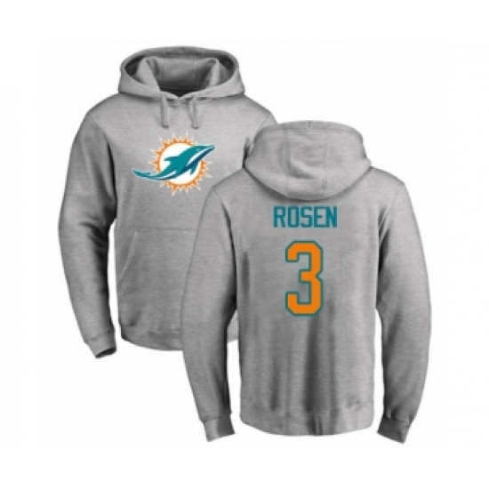 Football Miami Dolphins #3 Josh Rosen Ash Name & Number Logo Pullover Hoodie - Jersey