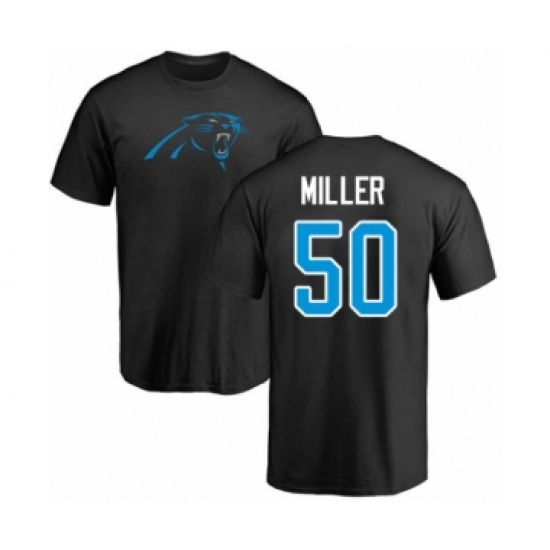 Football Carolina Panthers #50 Christian Miller Black Name & Number Logo T-Shirt - Jersey