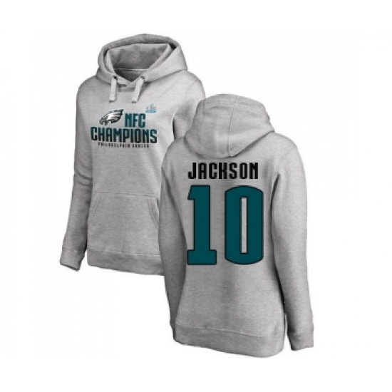 Women's Philadelphia Eagles #10 DeSean Jackson Ash One Color Pullover Hoodie - Jersey