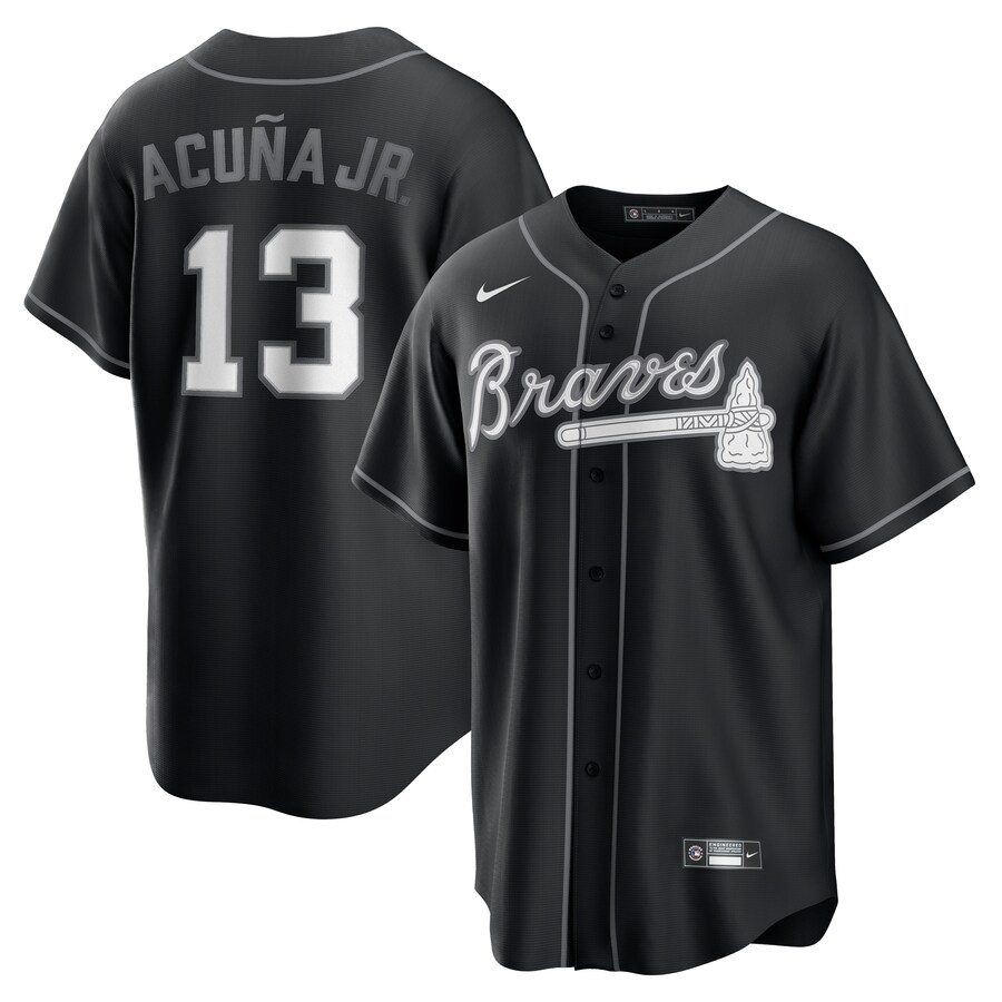Men's Atlanta Braves Ronald Acuña Jr. Nike Black Lights Out Replica Player Jersey - Jersey