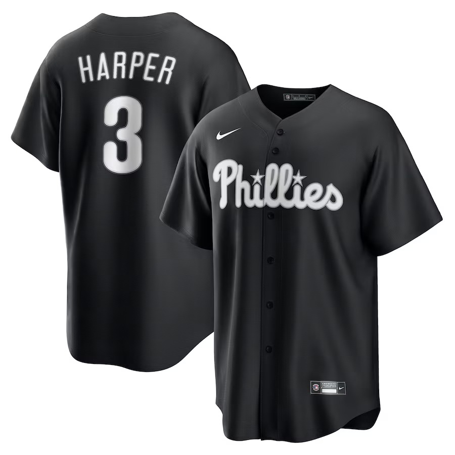 Men's Philadelphia Phillies Bryce Harper Nike Black Fashion Replica Jersey - Jersey