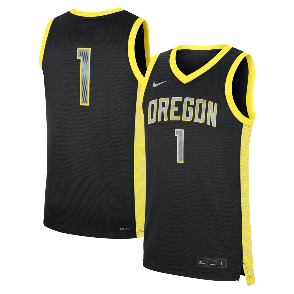 Men's Nike Black Oregon Ducks #1 Alternate Replica Basketball Jersey - Jersey